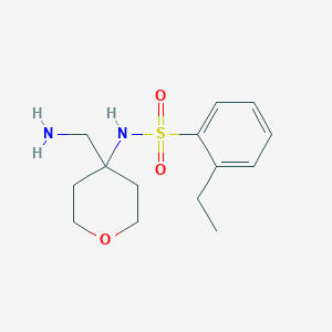 molecular formula C14H22N2O3S B7115274 N-[4-(aminomethyl)oxan-4-yl]-2-ethylbenzenesulfonamide 