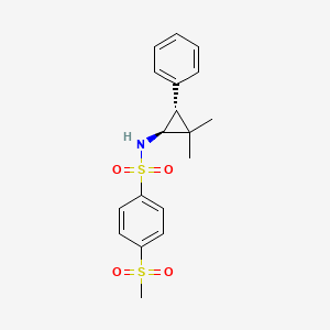 molecular formula C18H21NO4S2 B7115365 N-[(1S,3R)-2,2-dimethyl-3-phenylcyclopropyl]-4-methylsulfonylbenzenesulfonamide 