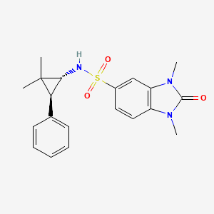 molecular formula C20H23N3O3S B7115413 N-[(1R,3S)-2,2-dimethyl-3-phenylcyclopropyl]-1,3-dimethyl-2-oxobenzimidazole-5-sulfonamide 