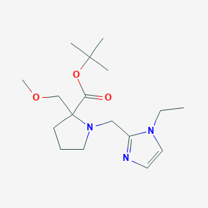 molecular formula C17H29N3O3 B7115466 Tert-butyl 1-[(1-ethylimidazol-2-yl)methyl]-2-(methoxymethyl)pyrrolidine-2-carboxylate 