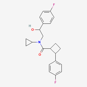molecular formula C22H23F2NO2 B7115496 N-cyclopropyl-2-(4-fluorophenyl)-N-[2-(4-fluorophenyl)-2-hydroxyethyl]cyclobutane-1-carboxamide 