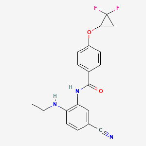 molecular formula C19H17F2N3O2 B7115503 N-[5-cyano-2-(ethylamino)phenyl]-4-(2,2-difluorocyclopropyl)oxybenzamide 