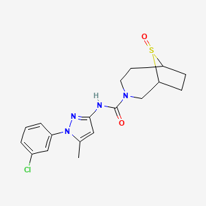 molecular formula C18H21ClN4O2S B7115607 N-[1-(3-chlorophenyl)-5-methylpyrazol-3-yl]-9-oxo-9lambda4-thia-3-azabicyclo[4.2.1]nonane-3-carboxamide 