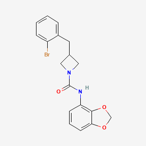 molecular formula C18H17BrN2O3 B7115620 N-(1,3-benzodioxol-4-yl)-3-[(2-bromophenyl)methyl]azetidine-1-carboxamide 