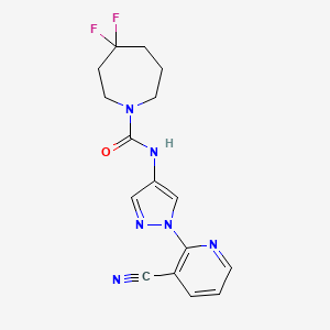 molecular formula C16H16F2N6O B7115622 N-[1-(3-cyanopyridin-2-yl)pyrazol-4-yl]-4,4-difluoroazepane-1-carboxamide 
