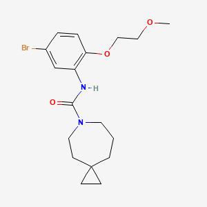 molecular formula C18H25BrN2O3 B7115625 N-[5-bromo-2-(2-methoxyethoxy)phenyl]-6-azaspiro[2.6]nonane-6-carboxamide 