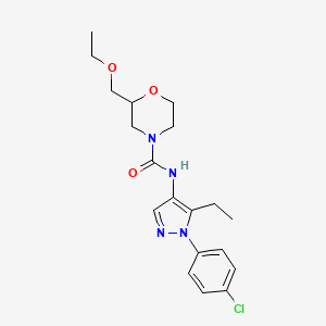 molecular formula C19H25ClN4O3 B7115684 N-[1-(4-chlorophenyl)-5-ethylpyrazol-4-yl]-2-(ethoxymethyl)morpholine-4-carboxamide 
