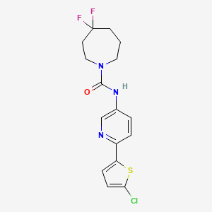 molecular formula C16H16ClF2N3OS B7115701 N-[6-(5-chlorothiophen-2-yl)pyridin-3-yl]-4,4-difluoroazepane-1-carboxamide 