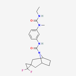 molecular formula C20H26F2N4O2 B7115709 N-[3-[ethylcarbamoyl(methyl)amino]phenyl]-1',1'-difluorospiro[8-azabicyclo[3.2.1]octane-3,2'-cyclopropane]-8-carboxamide 