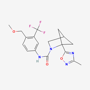 molecular formula C18H19F3N4O3 B7115781 N-[4-(methoxymethyl)-3-(trifluoromethyl)phenyl]-1-(3-methyl-1,2,4-oxadiazol-5-yl)-2-azabicyclo[2.1.1]hexane-2-carboxamide 