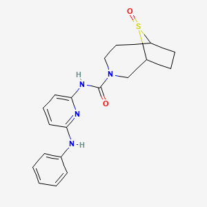 molecular formula C19H22N4O2S B7115793 N-(6-anilinopyridin-2-yl)-9-oxo-9lambda4-thia-3-azabicyclo[4.2.1]nonane-3-carboxamide 