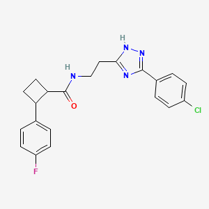 molecular formula C21H20ClFN4O B7115834 N-[2-[3-(4-chlorophenyl)-1H-1,2,4-triazol-5-yl]ethyl]-2-(4-fluorophenyl)cyclobutane-1-carboxamide 