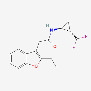 molecular formula C16H17F2NO2 B7115839 N-[(1S,2S)-2-(difluoromethyl)cyclopropyl]-2-(2-ethyl-1-benzofuran-3-yl)acetamide 