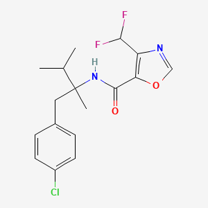 molecular formula C17H19ClF2N2O2 B7115887 N-[1-(4-chlorophenyl)-2,3-dimethylbutan-2-yl]-4-(difluoromethyl)-1,3-oxazole-5-carboxamide 
