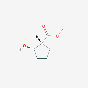 molecular formula C8H14O3 B071161 Cyclopentanecarboxylic acid, 2-hydroxy-1-methyl-, methyl ester, (1S-trans)- CAS No. 172825-20-6