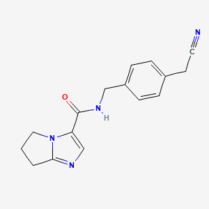 molecular formula C16H16N4O B7116219 N-[[4-(cyanomethyl)phenyl]methyl]-6,7-dihydro-5H-pyrrolo[1,2-a]imidazole-3-carboxamide 