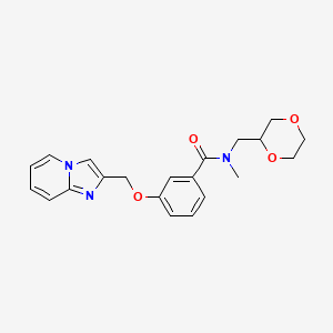 molecular formula C21H23N3O4 B7116227 N-(1,4-dioxan-2-ylmethyl)-3-(imidazo[1,2-a]pyridin-2-ylmethoxy)-N-methylbenzamide 