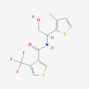 molecular formula C13H12F3NO2S2 B7116748 N-[2-hydroxy-1-(3-methylthiophen-2-yl)ethyl]-4-(trifluoromethyl)thiophene-3-carboxamide 