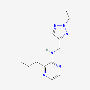 molecular formula C12H18N6 B7116840 N-[(2-ethyltriazol-4-yl)methyl]-3-propylpyrazin-2-amine 