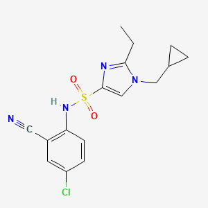 molecular formula C16H17ClN4O2S B7116849 N-(4-chloro-2-cyanophenyl)-1-(cyclopropylmethyl)-2-ethylimidazole-4-sulfonamide 