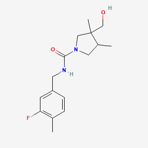 molecular formula C16H23FN2O2 B7116862 N-[(3-fluoro-4-methylphenyl)methyl]-3-(hydroxymethyl)-3,4-dimethylpyrrolidine-1-carboxamide 