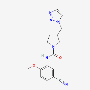 molecular formula C16H18N6O2 B7117116 N-(5-cyano-2-methoxyphenyl)-3-(triazol-1-ylmethyl)pyrrolidine-1-carboxamide 