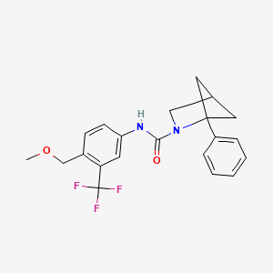 molecular formula C21H21F3N2O2 B7117276 N-[4-(methoxymethyl)-3-(trifluoromethyl)phenyl]-1-phenyl-2-azabicyclo[2.1.1]hexane-2-carboxamide 