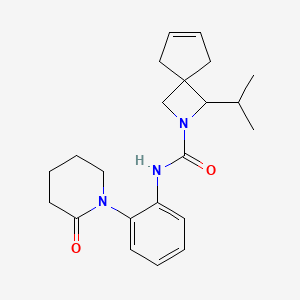 molecular formula C22H29N3O2 B7117279 N-[2-(2-oxopiperidin-1-yl)phenyl]-3-propan-2-yl-2-azaspiro[3.4]oct-6-ene-2-carboxamide 