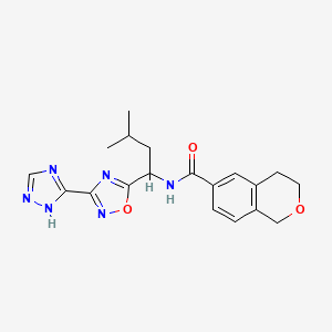 molecular formula C19H22N6O3 B7117509 N-[3-methyl-1-[3-(1H-1,2,4-triazol-5-yl)-1,2,4-oxadiazol-5-yl]butyl]-3,4-dihydro-1H-isochromene-6-carboxamide 