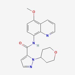 molecular formula C19H20N4O3 B7117532 N-(5-methoxyquinolin-8-yl)-2-(oxan-4-yl)pyrazole-3-carboxamide 