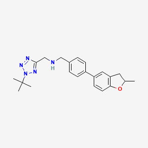 molecular formula C22H27N5O B7117629 N-[(2-tert-butyltetrazol-5-yl)methyl]-1-[4-(2-methyl-2,3-dihydro-1-benzofuran-5-yl)phenyl]methanamine 