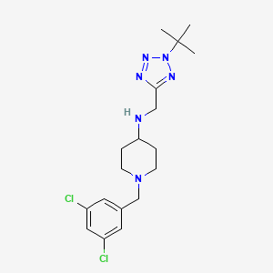 molecular formula C18H26Cl2N6 B7117646 N-[(2-tert-butyltetrazol-5-yl)methyl]-1-[(3,5-dichlorophenyl)methyl]piperidin-4-amine 