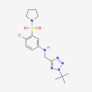 molecular formula C16H23ClN6O2S B7117684 N-[(2-tert-butyltetrazol-5-yl)methyl]-4-chloro-3-pyrrolidin-1-ylsulfonylaniline 