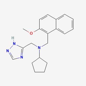 molecular formula C20H24N4O B7118686 N-[(2-methoxynaphthalen-1-yl)methyl]-N-(1H-1,2,4-triazol-5-ylmethyl)cyclopentanamine 