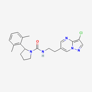molecular formula C21H24ClN5O B7118906 N-[2-(3-chloropyrazolo[1,5-a]pyrimidin-6-yl)ethyl]-2-(2,6-dimethylphenyl)pyrrolidine-1-carboxamide 