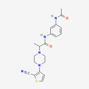 molecular formula C20H23N5O2S B7118911 N-(3-acetamidophenyl)-2-[4-(2-cyanothiophen-3-yl)piperazin-1-yl]propanamide 