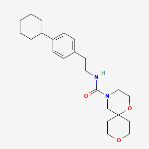 molecular formula C23H34N2O3 B7118951 N-[2-(4-cyclohexylphenyl)ethyl]-1,9-dioxa-4-azaspiro[5.5]undecane-4-carboxamide 
