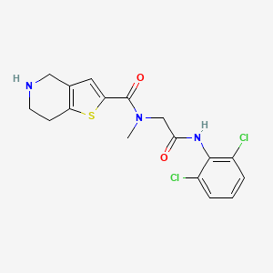 molecular formula C17H17Cl2N3O2S B7119053 N-[2-(2,6-dichloroanilino)-2-oxoethyl]-N-methyl-4,5,6,7-tetrahydrothieno[3,2-c]pyridine-2-carboxamide 