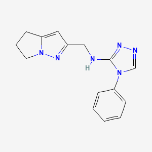 molecular formula C15H16N6 B7119551 N-(5,6-dihydro-4H-pyrrolo[1,2-b]pyrazol-2-ylmethyl)-4-phenyl-1,2,4-triazol-3-amine 