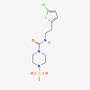 molecular formula C12H18ClN3O3S2 B7119900 N-[2-(5-chlorothiophen-2-yl)ethyl]-4-methylsulfonylpiperazine-1-carboxamide 