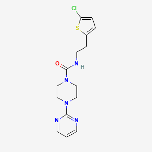 molecular formula C15H18ClN5OS B7119901 N-[2-(5-chlorothiophen-2-yl)ethyl]-4-pyrimidin-2-ylpiperazine-1-carboxamide 