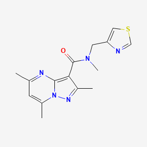 molecular formula C15H17N5OS B7120048 N,2,5,7-tetramethyl-N-(1,3-thiazol-4-ylmethyl)pyrazolo[1,5-a]pyrimidine-3-carboxamide 
