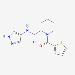molecular formula C14H16N4O2S B7120079 N-(1H-pyrazol-4-yl)-1-(thiophene-2-carbonyl)piperidine-2-carboxamide 