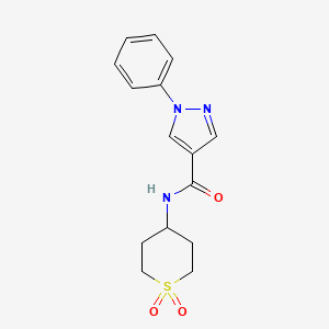 molecular formula C15H17N3O3S B7120104 N-(1,1-dioxothian-4-yl)-1-phenylpyrazole-4-carboxamide 