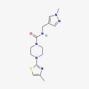molecular formula C14H20N6OS B7120108 N-[(1-methylpyrazol-4-yl)methyl]-4-(4-methyl-1,3-thiazol-2-yl)piperazine-1-carboxamide 