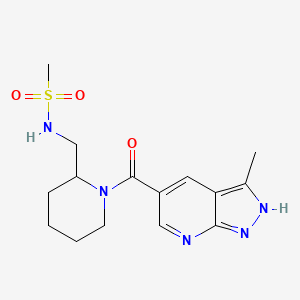 molecular formula C15H21N5O3S B7120192 N-[[1-(3-methyl-2H-pyrazolo[3,4-b]pyridine-5-carbonyl)piperidin-2-yl]methyl]methanesulfonamide 