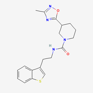 molecular formula C19H22N4O2S B7120215 N-[2-(1-benzothiophen-3-yl)ethyl]-3-(3-methyl-1,2,4-oxadiazol-5-yl)piperidine-1-carboxamide 