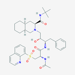 3-Isoquinolinecarboxamide, 2-(3-((2-(acetylamino)-1-oxo-3-(8-quinolinylsulfonyl)propyl)amino)-2-hydroxy-4-phenylbutyl)-N-(1,1-dimethylethyl)decahydro-, (3S-(2(2S*,3R*(R*)),3a,4ab,8ab))-