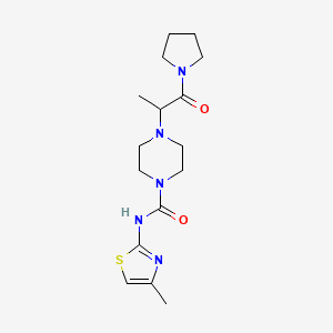 molecular formula C16H25N5O2S B7120461 N-(4-methyl-1,3-thiazol-2-yl)-4-(1-oxo-1-pyrrolidin-1-ylpropan-2-yl)piperazine-1-carboxamide 