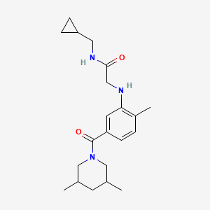molecular formula C21H31N3O2 B7120532 N-(cyclopropylmethyl)-2-[5-(3,5-dimethylpiperidine-1-carbonyl)-2-methylanilino]acetamide 